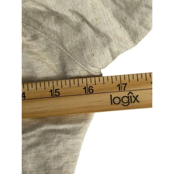 Luxxel Top Size Medium Beige Linen Rayon Button Puff Sleeve Cropped Bohemian - Picture 10 of 12